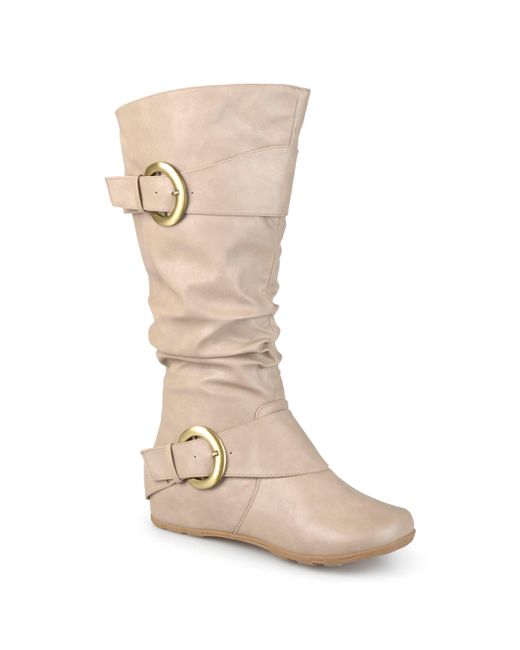 Journee Collection Wide Calf Paris Boot in Natural Lyst