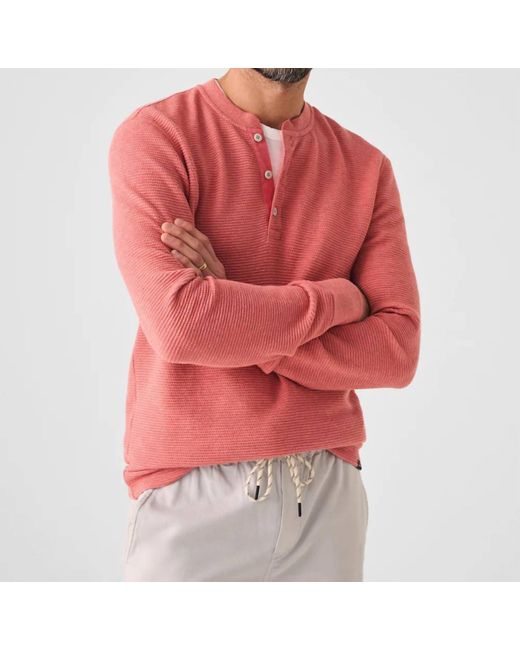 Faherty Brand Red Surf Waffle Henley for men
