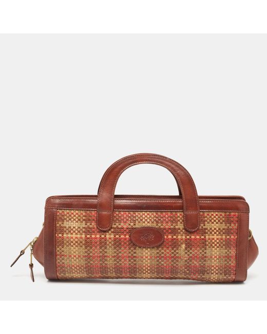 Mulberry Brown/color Woven Leather Satchel