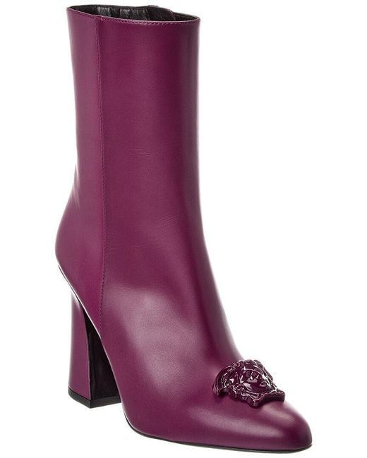 Versace Purple Medusa Leather Boot
