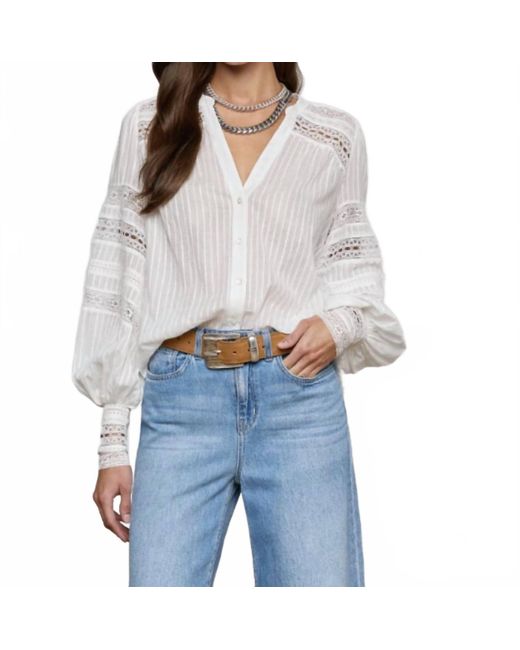 L'Agence Blue Kiera Trim Blouse