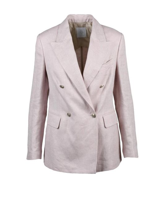 Eleventy Gray Linen Double-Breasted Jacket