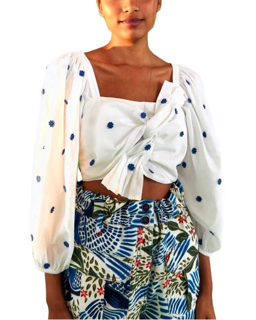 FARM Rio Blue Flowers Long Sleeve Crop Top Save 30 Lyst