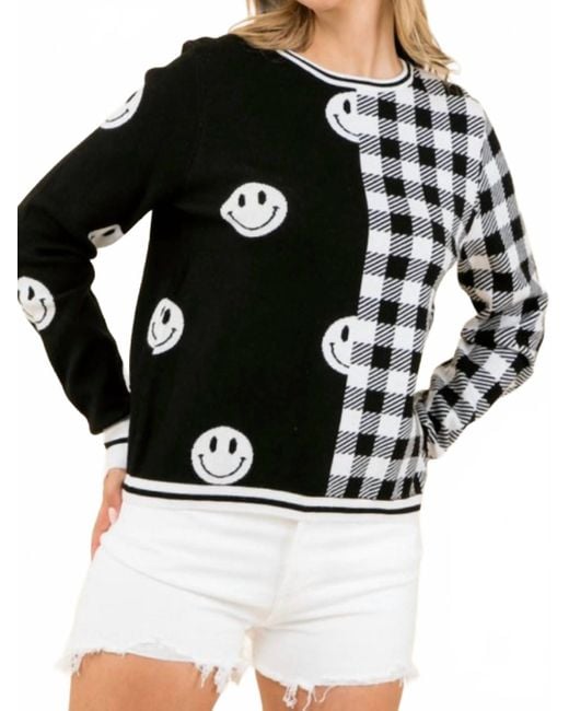Thml Black Smiley/Checkered Sweater