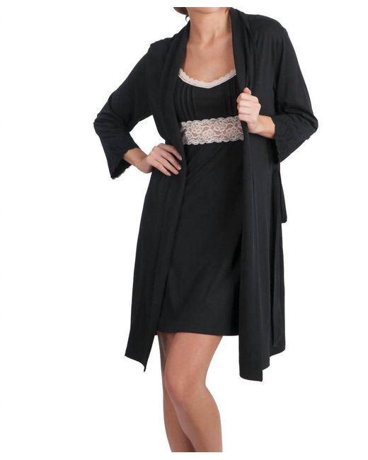 Twelve Eighty Eight Black Sophie Basic Quarter Sleeve Robe