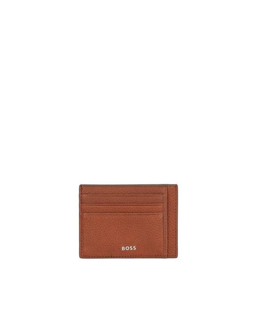 BOSS by HUGO BOSS Hugo - Italian Leather Card Holder With Polished Logo ...