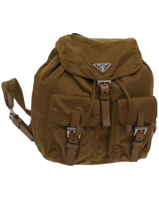 Prada Green Tessuto Synthetic Backpack Bag (pre-owned)