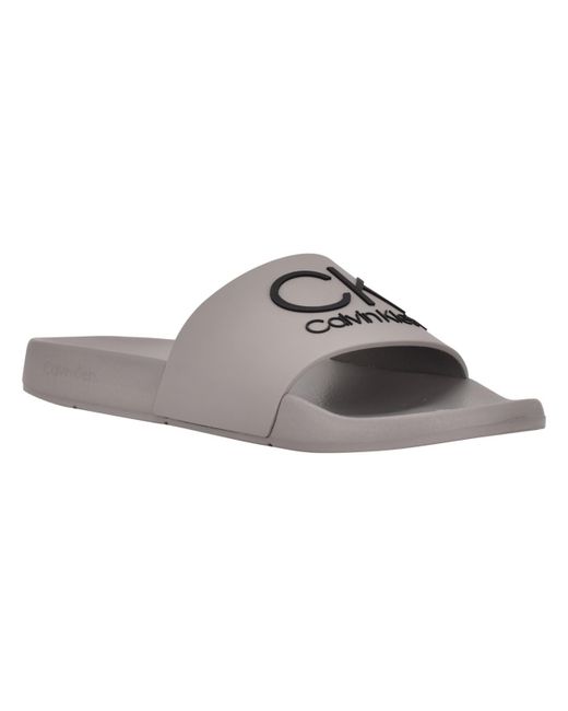 Calvin Klein Brown Ark Logo Pool Slide Sandals for men