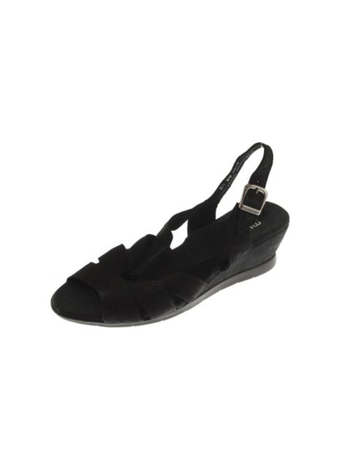 Munro Black Strappy Slipback Wedge Sandals