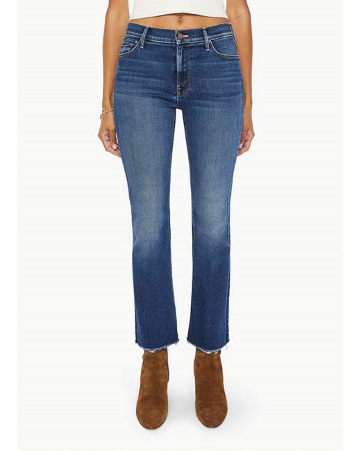 Mother Women's Blue Outsider Ankle Fray Flare Jeans