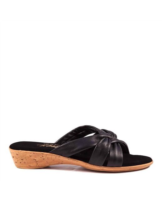 ONEX Women's Christina Slide Sandal - Black Faux Cork Wedge, 3" Heel, Cushioned Footbed (Size 9) - View #3