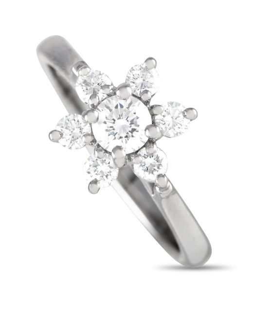 Tiffany & Co Metallic Platinum 0.50 Ct Diamond Flower Cocktail Ring Ti06-051524