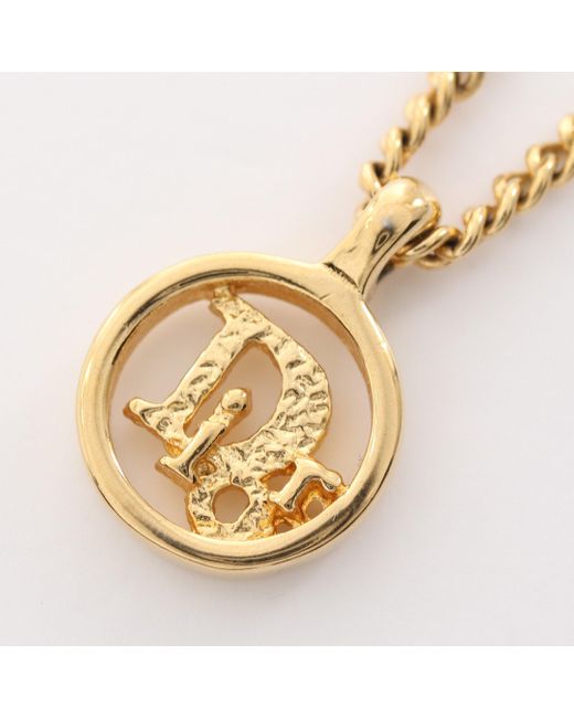 Dior Metallic Dior Logo Necklace Gp Gold