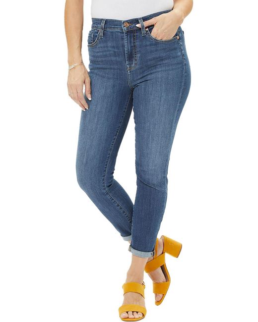 7 For All Mankind Blue Gwenevere High Waist Ankle Skinny Jeans
