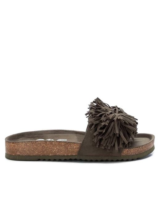 Xti Brown Suede Flat Sandals