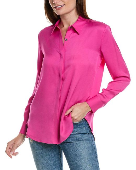 Theory Pink Sunaya Silk Shirt