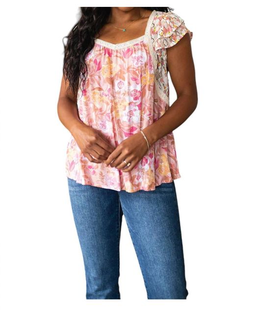 Jodifil Blue Not So Serious Floral Blouse