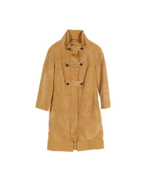 Tod's Natural Coat Cotton Suede Brown