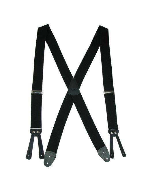 CTM Black Elastic Basic X-Back Button-End Suspenders for men