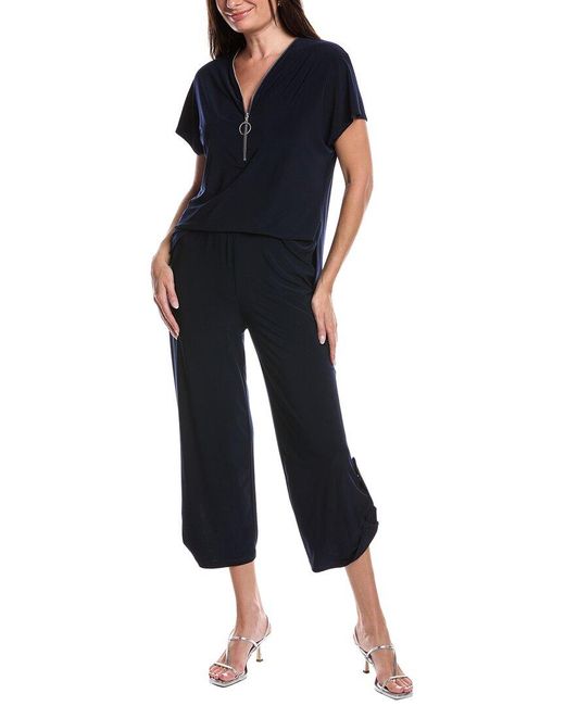 Joseph Ribkoff Blue Cutout Waist Jumpsuit