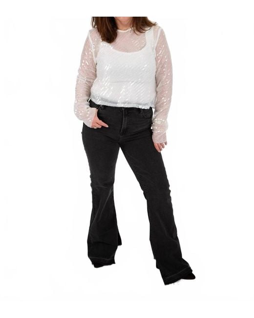 Idem Ditto Black Diagonal Sequin Crop Top