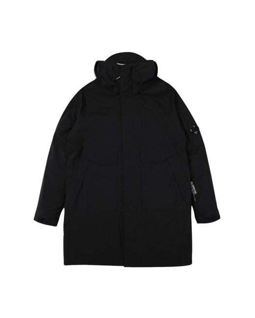 C P Company Black Gore-Tex Infinium Parka Coat for men