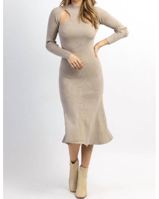 Lush Natural Cutout Knit Midi Dress