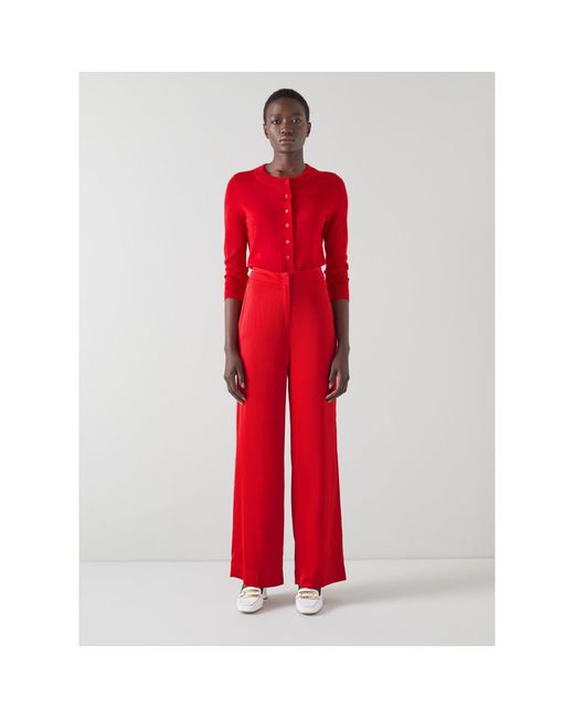 L.K.Bennett Seydoux Red Silky Suit Trousers