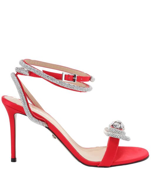 Mach & Mach Red Double Bow Crystal Sandals