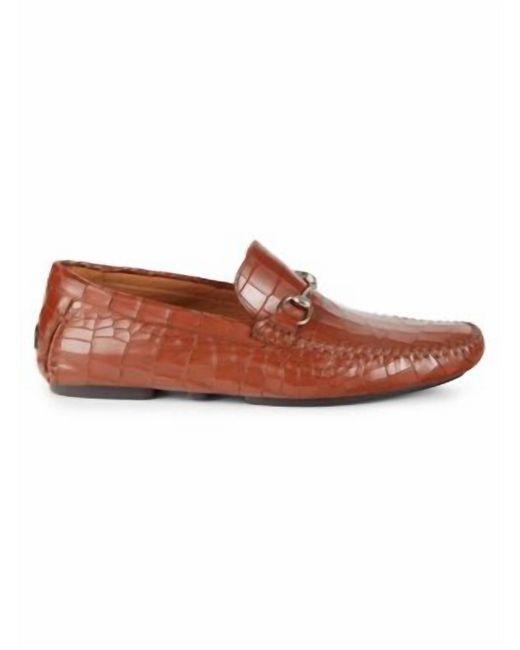 Mezlan Brown Bahai Croc Embossed Leather Loafer for men