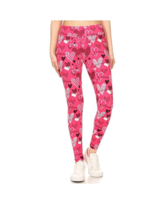 TRUEDAMES Red Yoga Band Buttery Soft Print Leggings