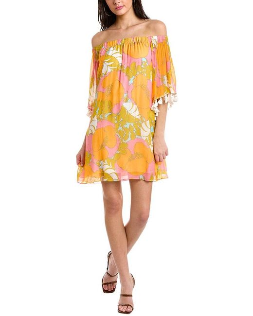 Trina Turk Yellow Loyal Silk-blend Mini Dress
