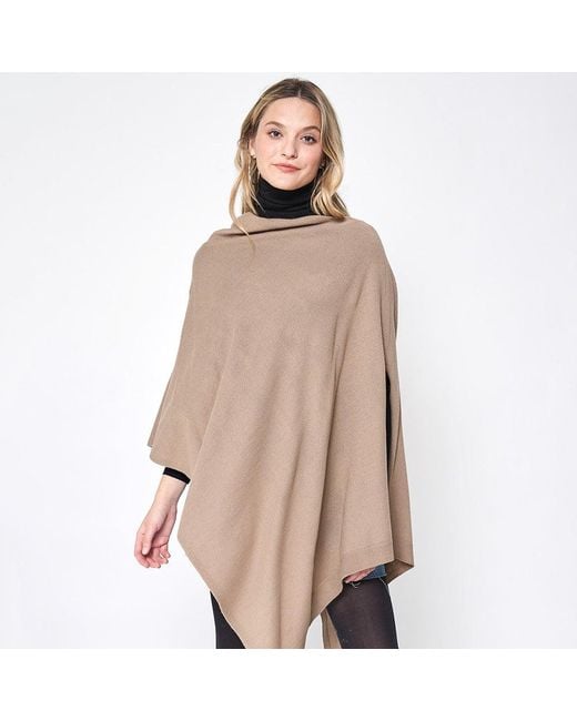 TRUEDAMES Brown Solid Scarf Poncho