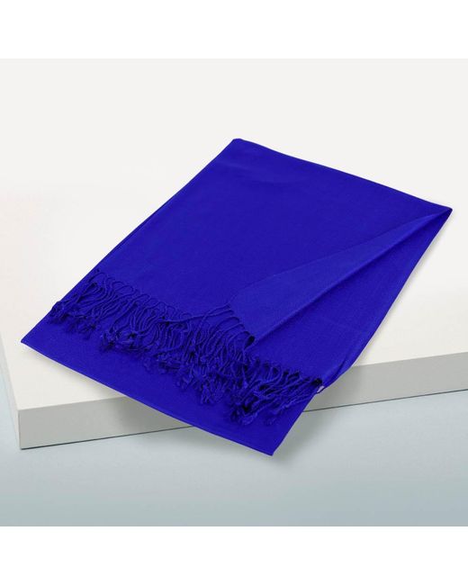 TRUEDAMES Blue Solid Color Pashmina Scarf Shawl