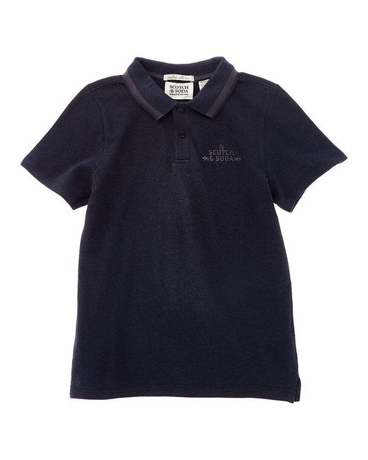 Scotch & Soda Blue Pique Washed Polo Shirt for men