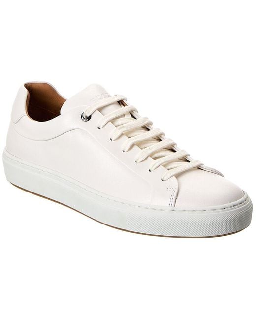 Boss White Mirage Leather Sneaker for men