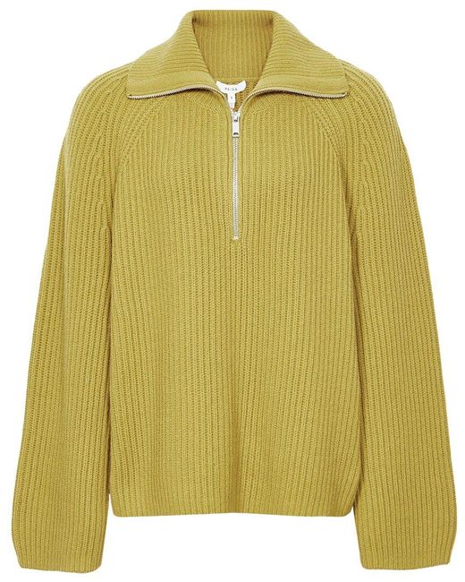 Reiss Half Zip Crop Woolblend Sweater in Green (Yellow) Save