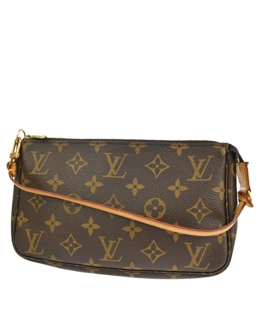 Louis Vuitton Brown Pochette Accessoires Canvas Shoulder Bag (pre-owned)