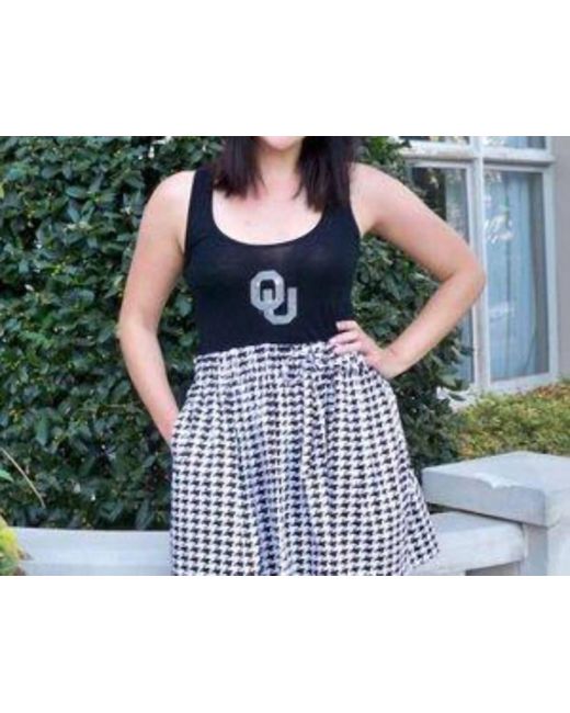 Gameday Couture Blue University Of Oklahoma Logo Houndstooth Tank Dress