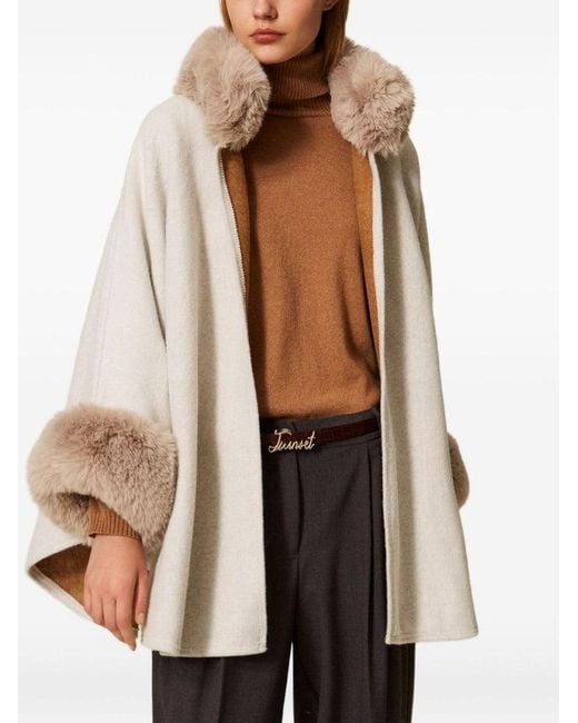 Twinset Natural Bianco Cape Coat