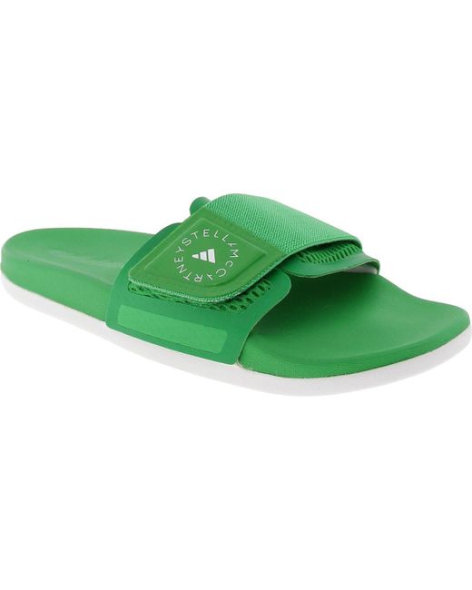 Adidas By Stella McCartney Green Asmc Cushioned Footbed Manmade Slide Sandals