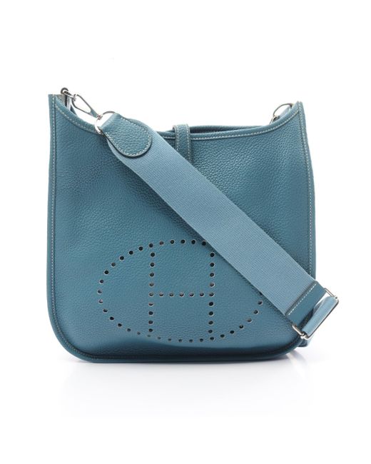 Hermès Blue Evelyn 2 De Pm Jean Shoulder Bag Clemence Leather Light Silver Hardware □p Stamp