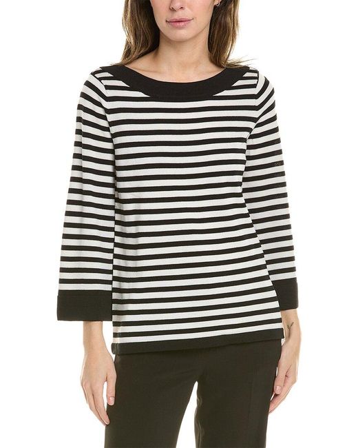Anne Klein Black Striped Sweater