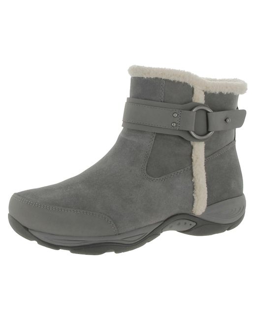 Easy Spirit Gray Elinor Suede Faux Fur Lined Winter & Snow Boots