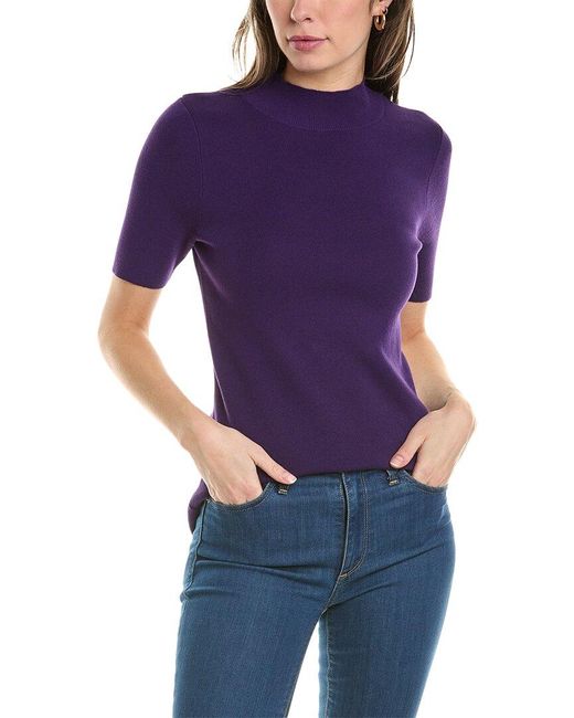 Tahari Purple Mock Neck Sweater