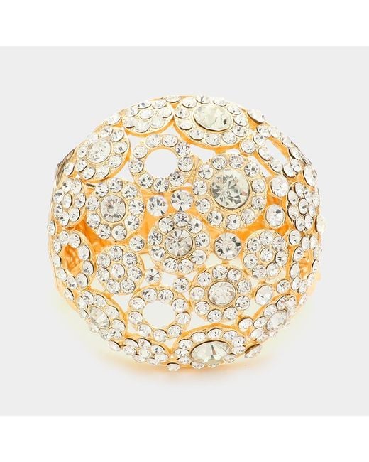 Fashnzfab Metallic Bubble Stone Embellished Hinged Evening Bracelet