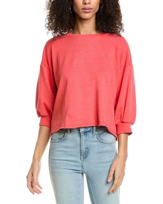 Michael Stars Red Julia Puff Sleeve Pullover