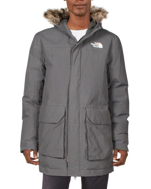 The North Face Gray Puffer Long Sleeves Parka Coat for men