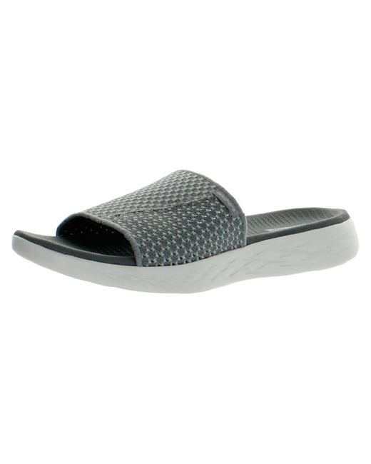 Skechers Gray On The Go 600-nitto Highly Resilant Flat Pool Slides