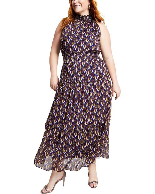 Taylor Purple Plus Tiered Polyester Maxi Dress